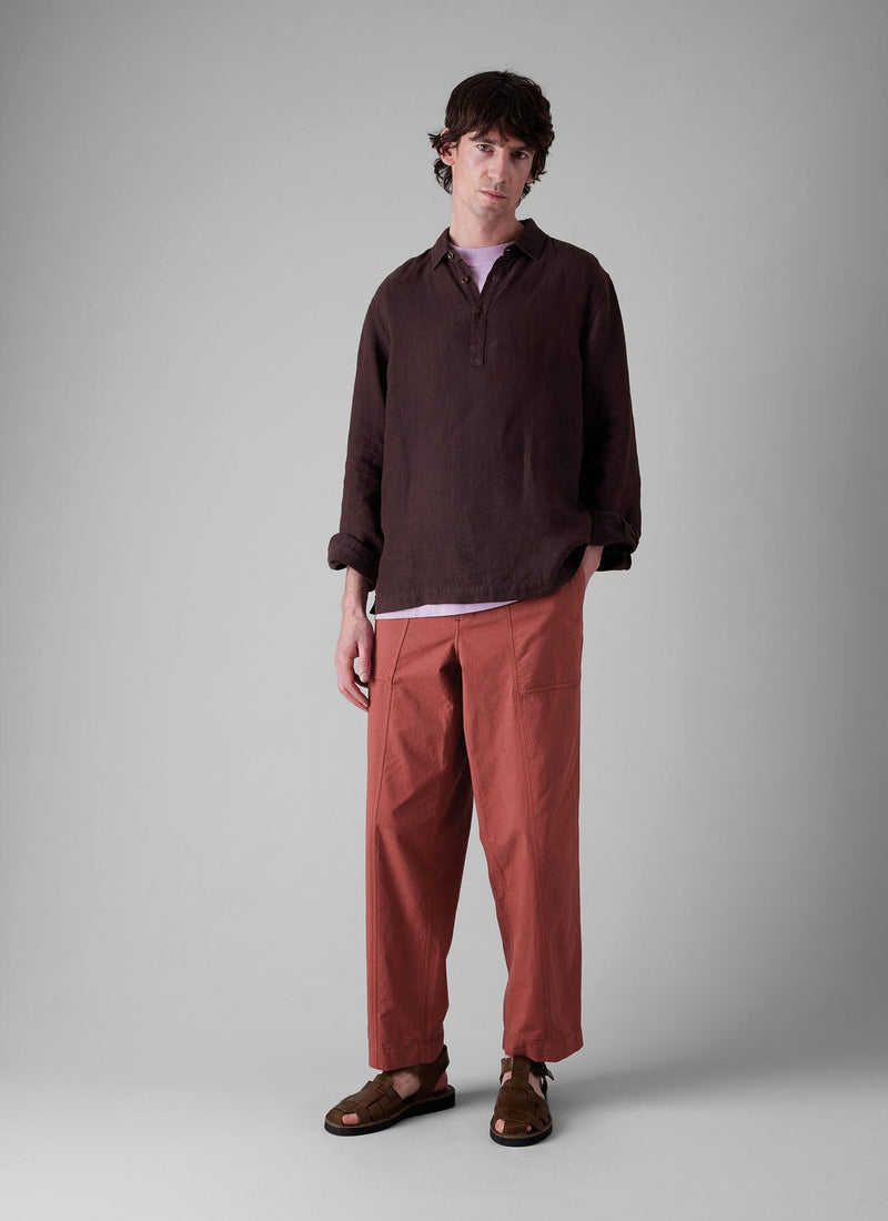 Cotton Linen Workwear Pants | Red Brick