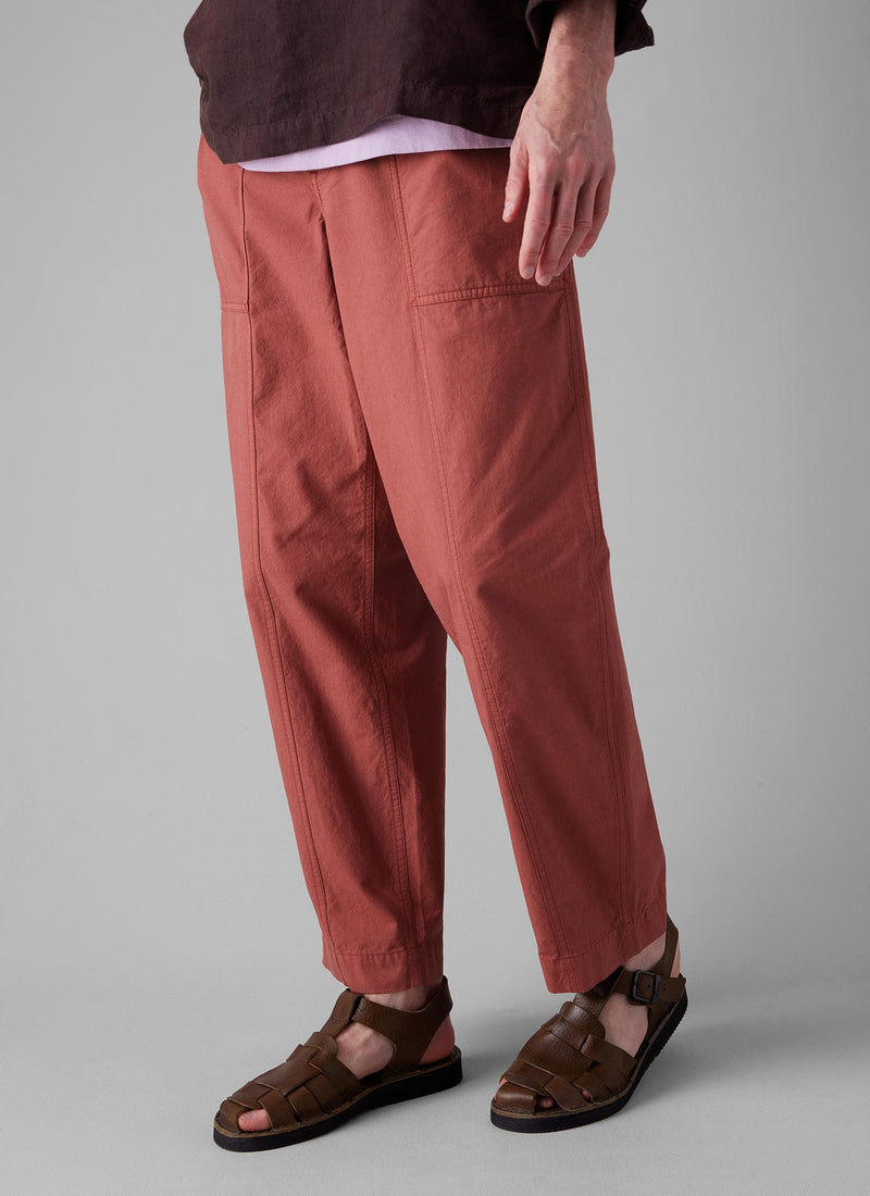 Cotton Linen Workwear Pants | Red Brick