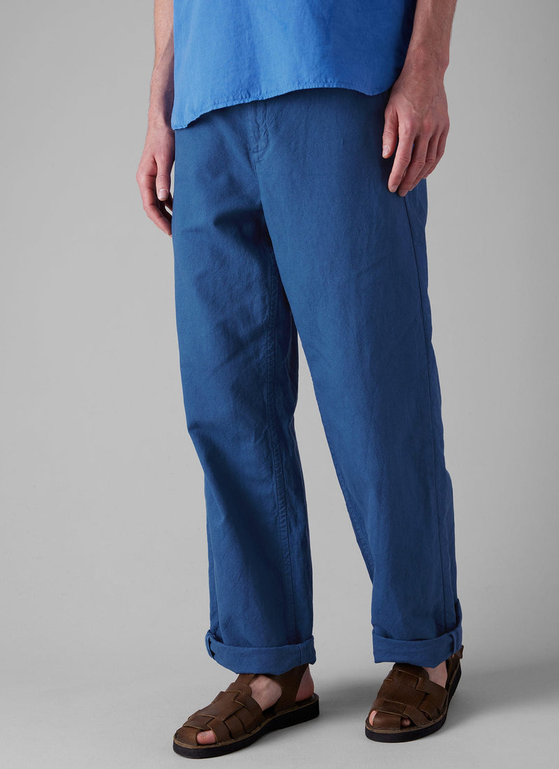 Rory Cotton Linen Drawstring Pants | Washed Indigo