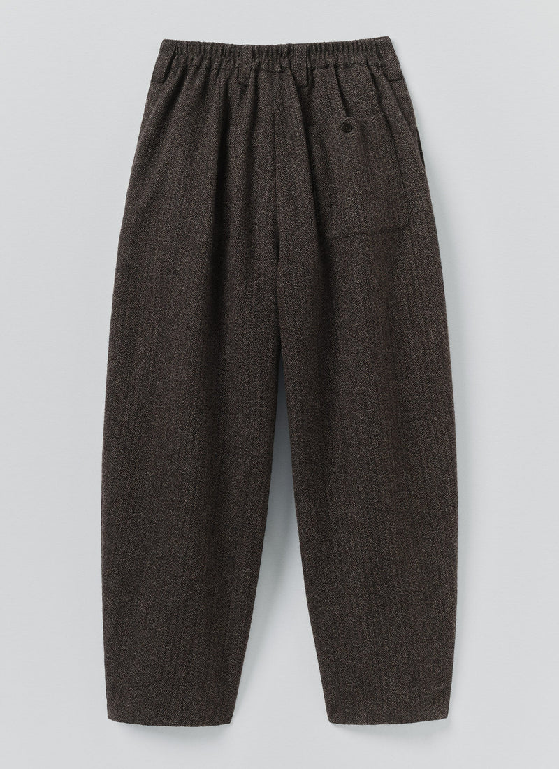 Wool Broken Herringbone Pleat Pants | Charcoal Mouline