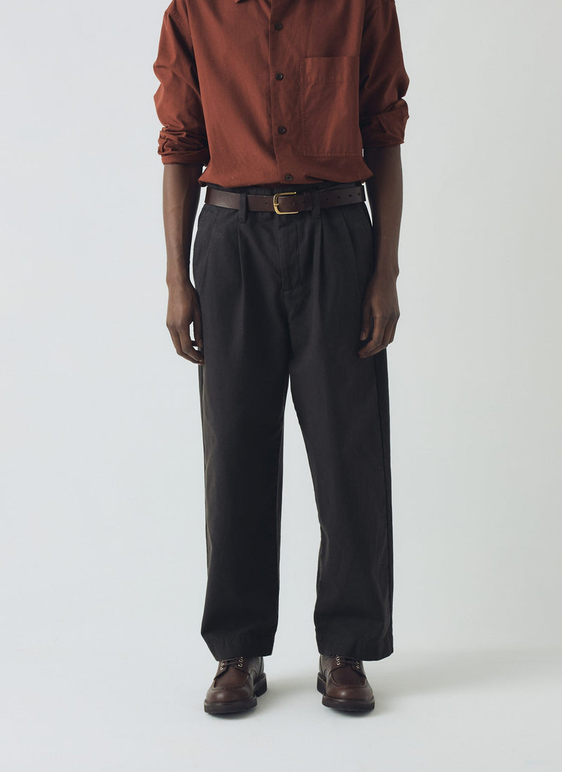 Bill Cotton Canvas Wide Leg Pants | Soft Black
