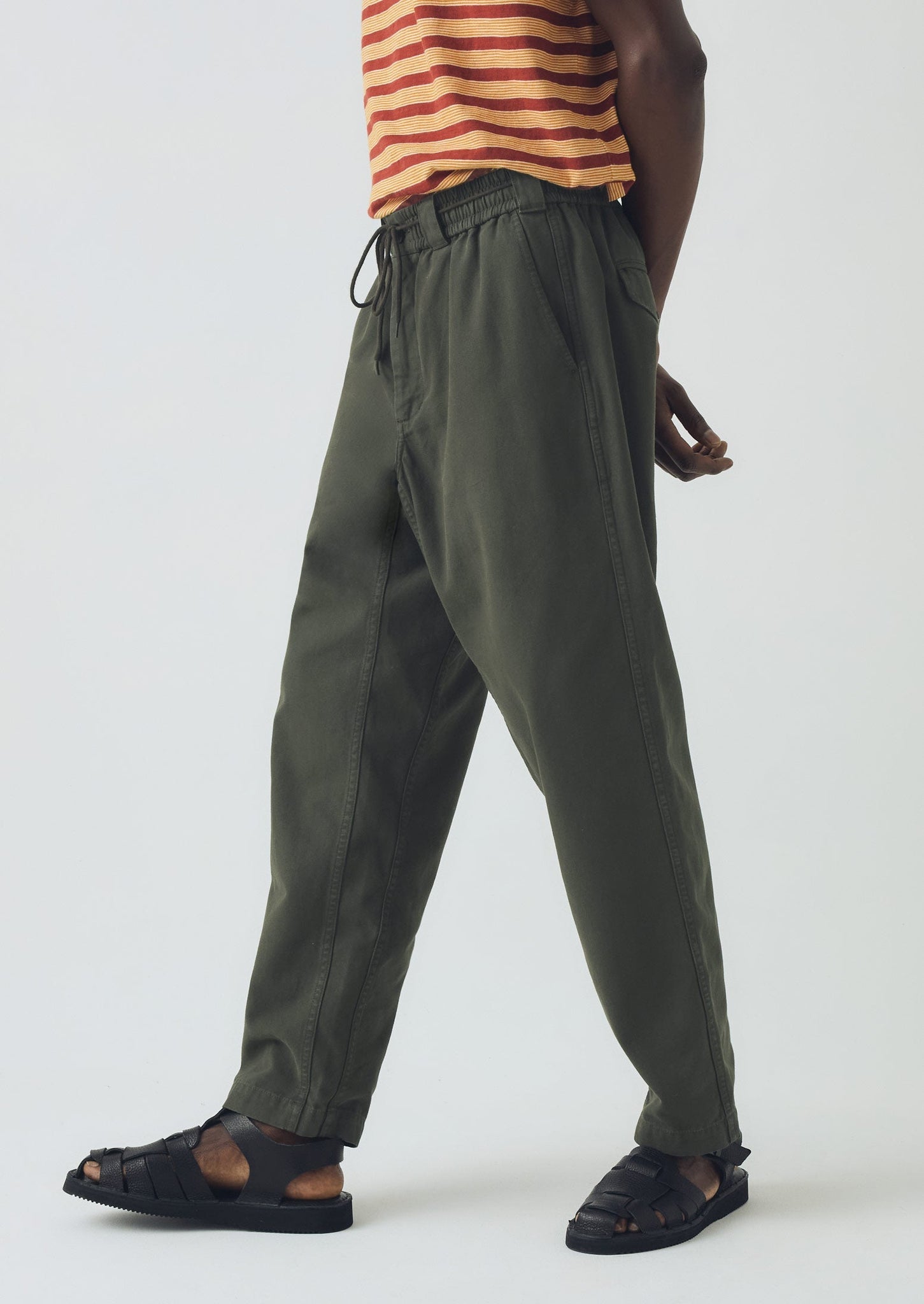 Cotton Canvas Elasticated Pants | Peat