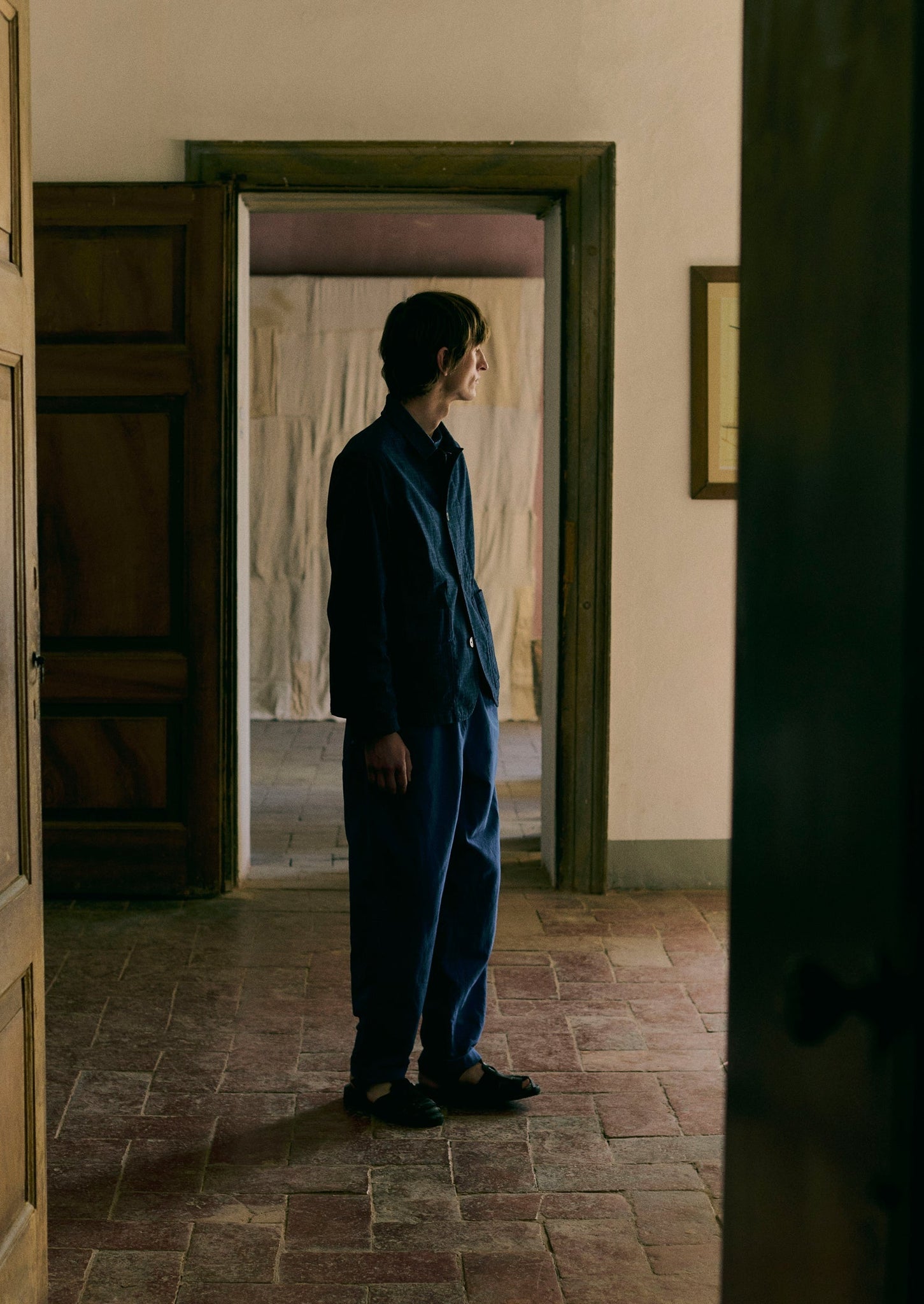 Alfie Garment Dyed Herringbone Pants | Delft