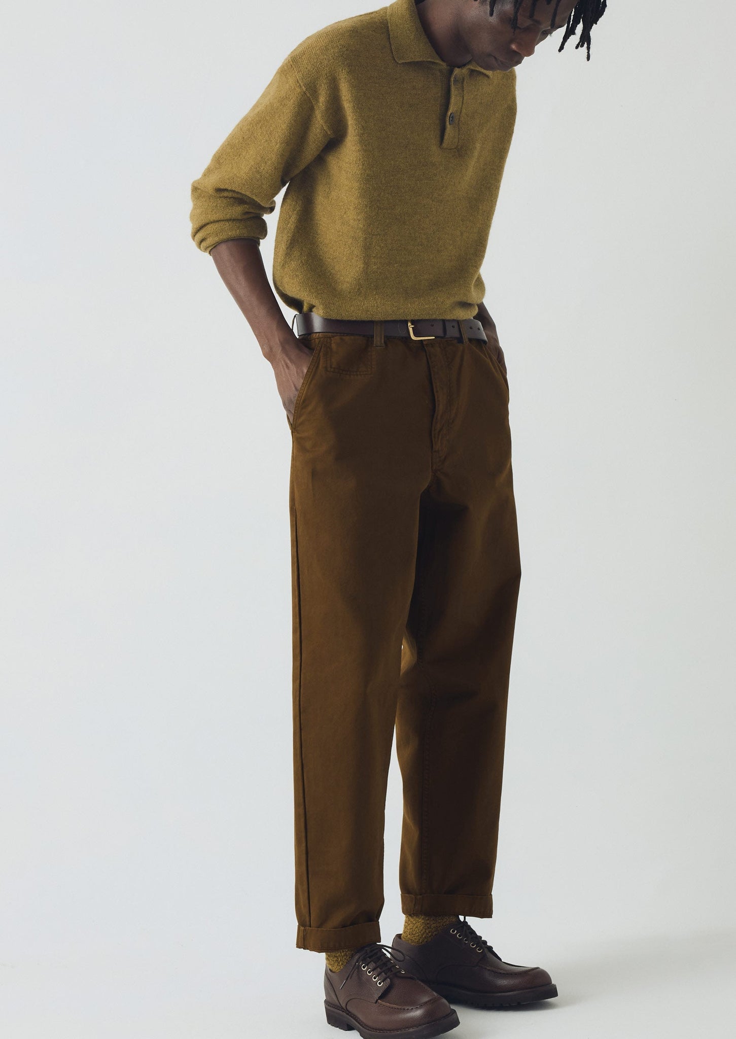 Garment Dyed Cotton Twill Pants | Bronze