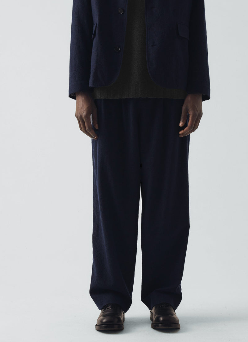 Bill Houndstooth Cotton Wool Pants | Dark Navy