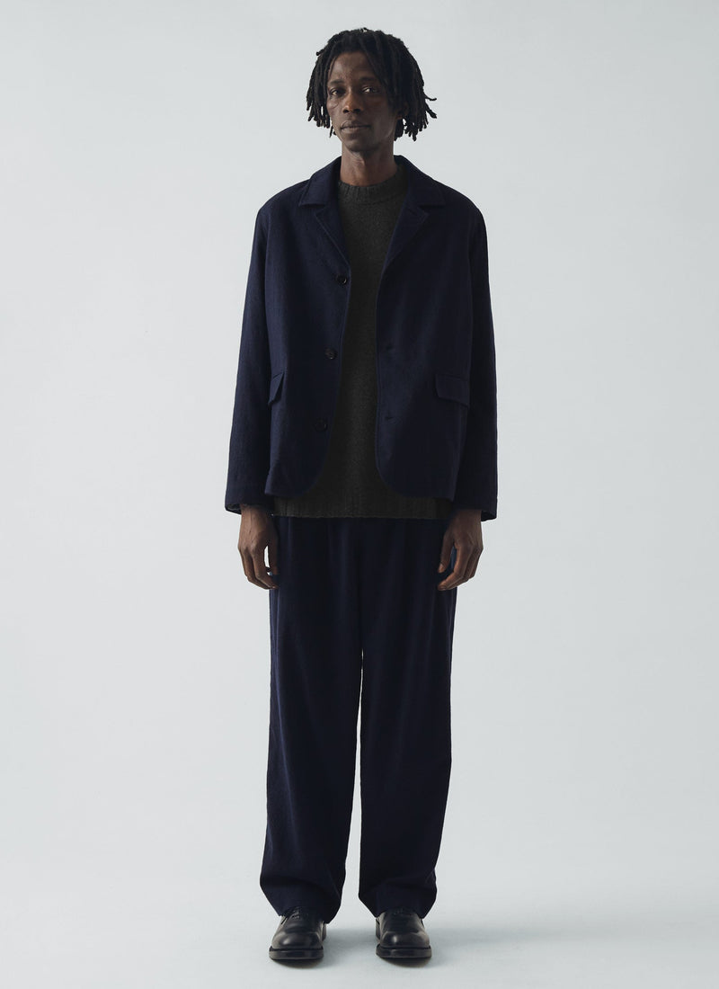Bill Houndstooth Cotton Wool Pants | Dark Navy