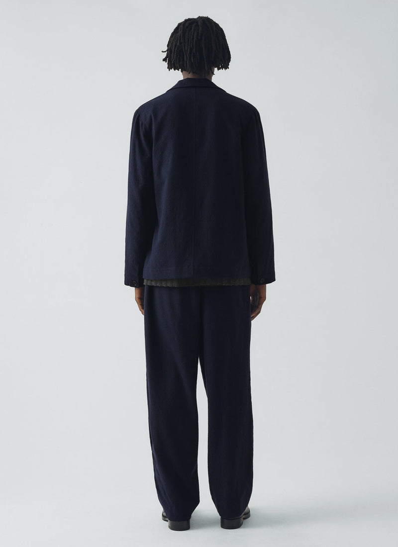 Bill Houndstooth Cotton Wool Pants | Dark Navy