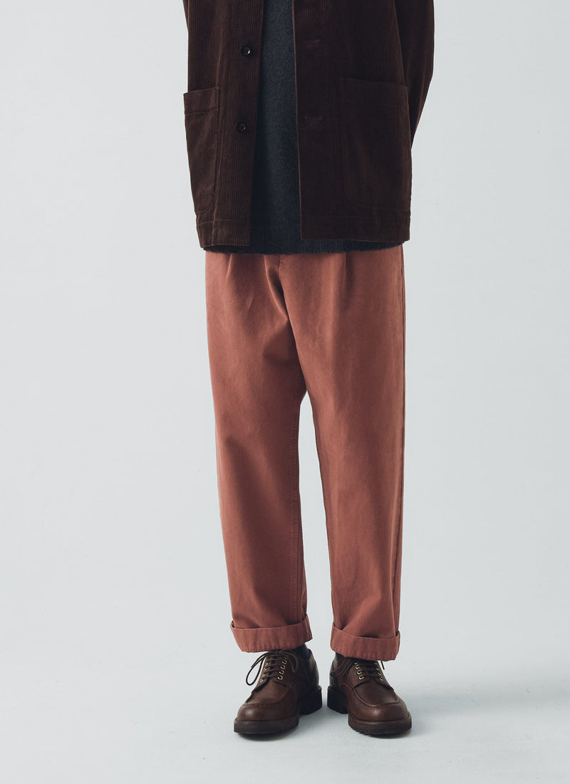 Otto Cotton Herringbone Pleat Pants | Cacao
