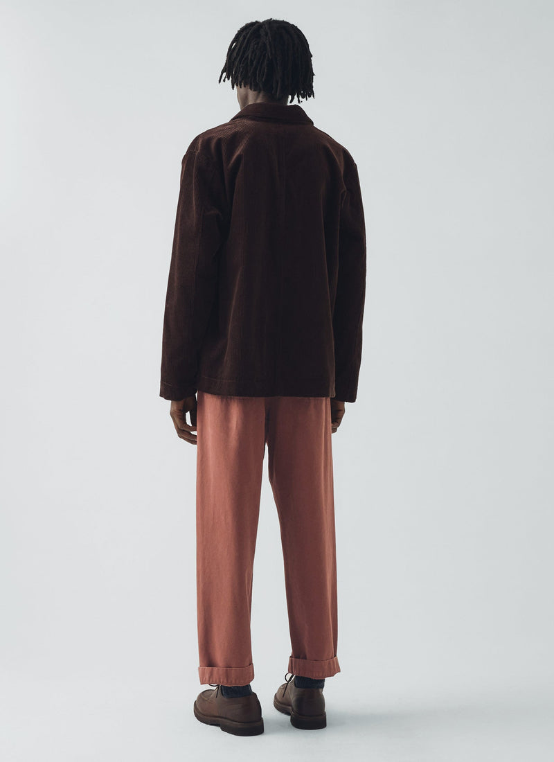 Otto Cotton Herringbone Pleat Pants | Cacao