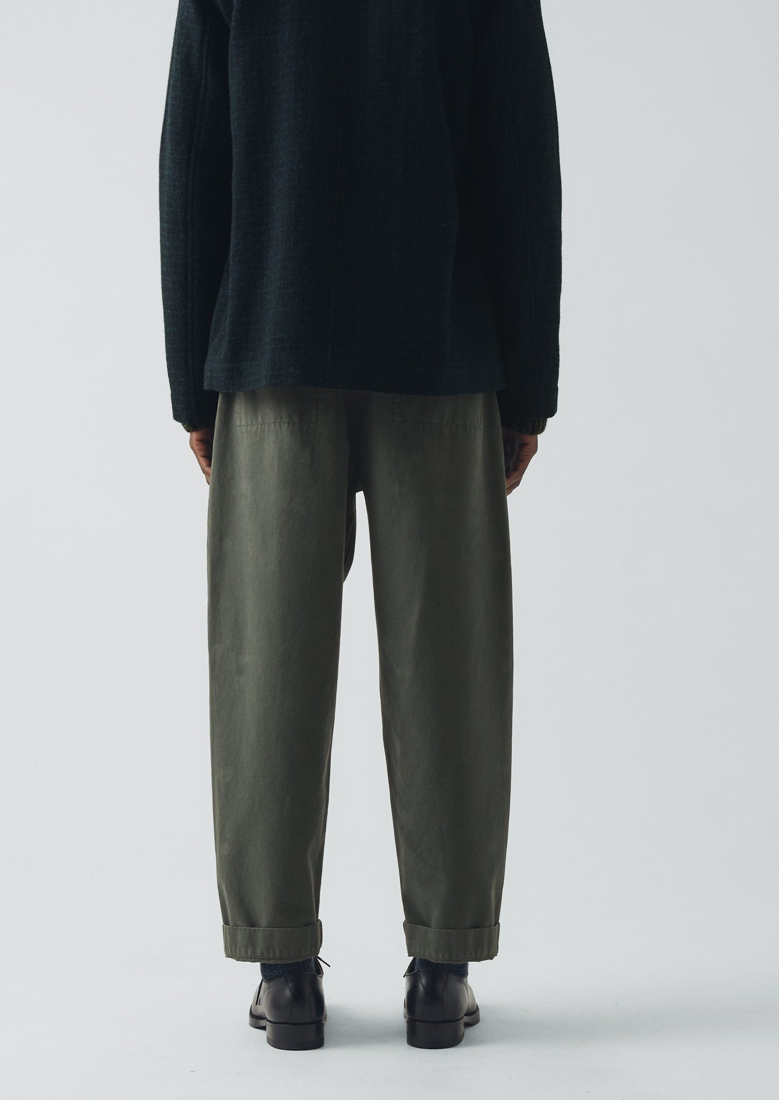 Otto Cotton Herringbone Pleat Pants | Dark Mineral Green | TOAST