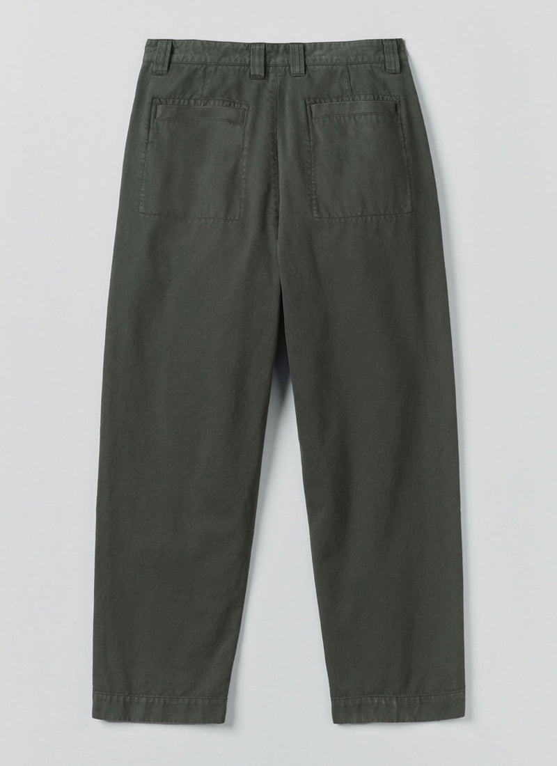 Otto Cotton Herringbone Pleat Pants | Dark Mineral Green