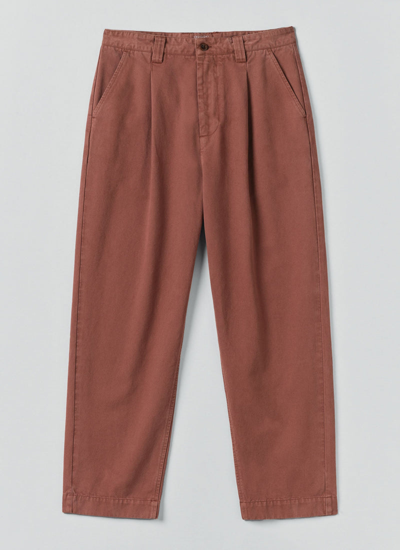 Otto Cotton Herringbone Pleat Pants | Cacao