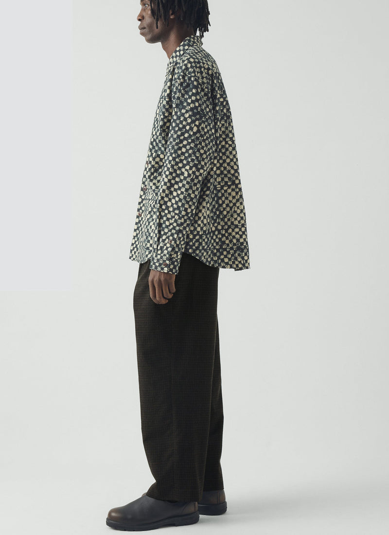 Bill Sketch Check Cotton Wool Pants | Slate