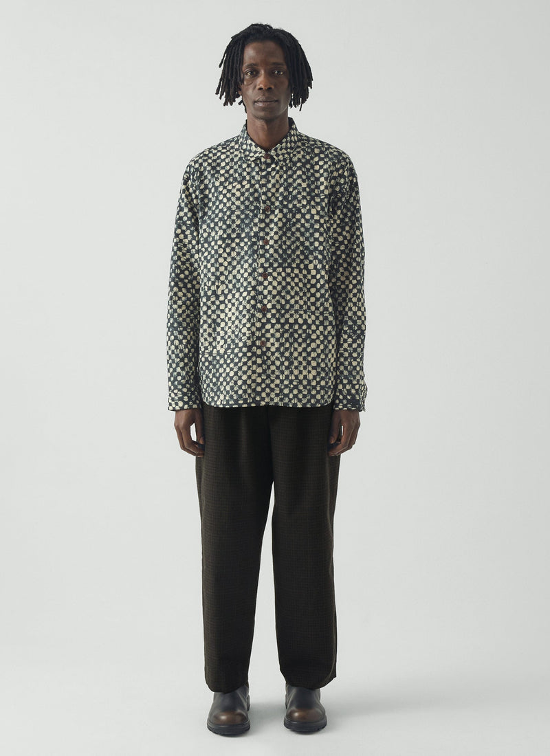 Bill Sketch Check Cotton Wool Pants | Slate