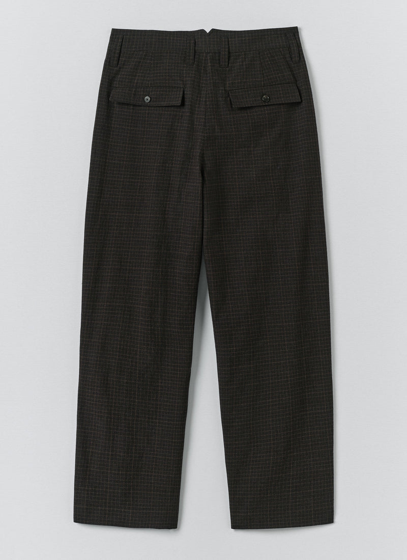 Bill Sketch Check Cotton Wool Pants | Slate