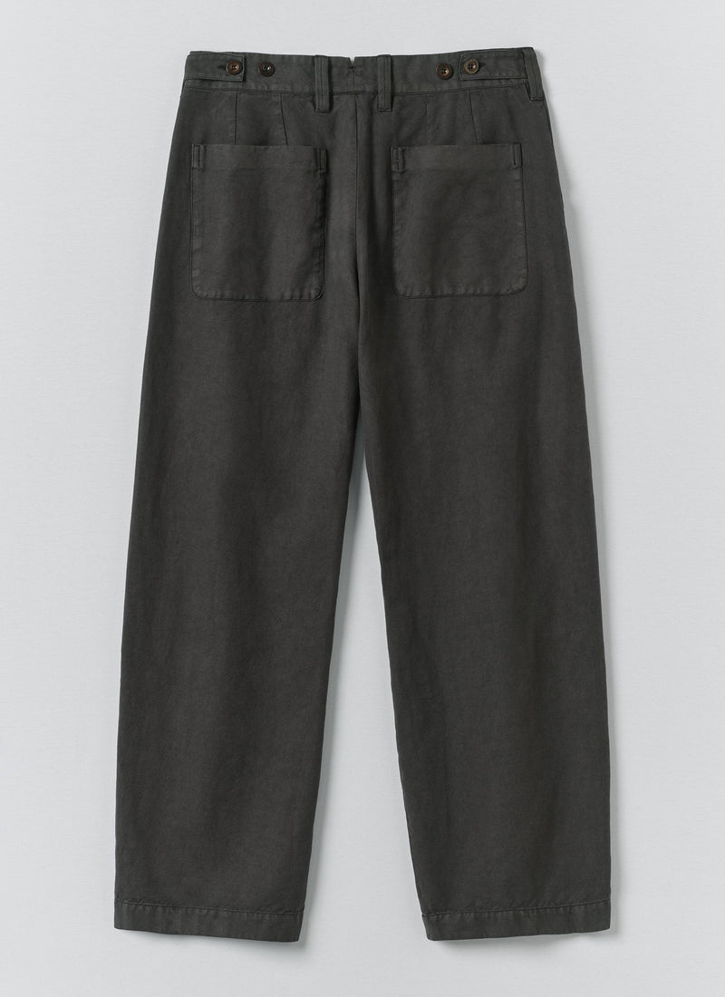 Jude Wide Leg Cotton Twill Pants | Soft Black