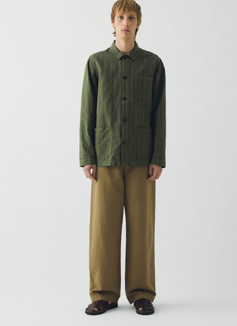 Jude Wide Leg Cotton Twill Pants | Olive Leaf