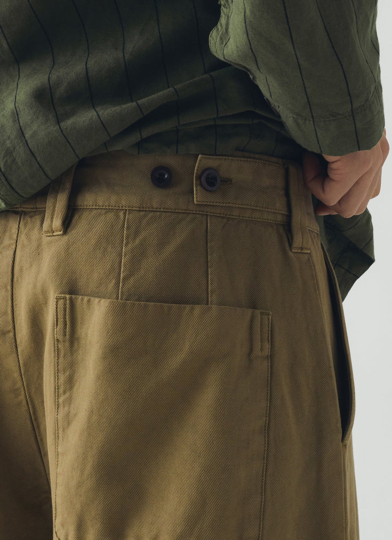 Jude Wide Leg Cotton Twill Pants | Olive Leaf