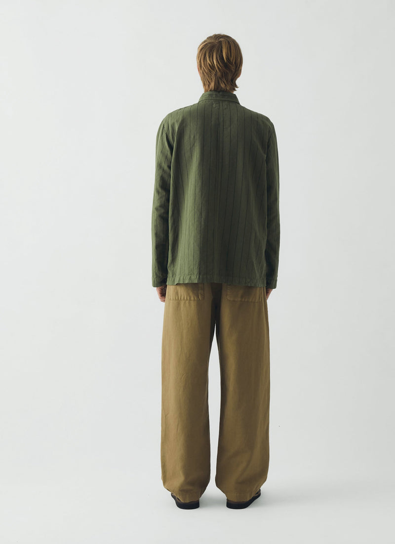 Jude Wide Leg Cotton Twill Pants | Olive Leaf