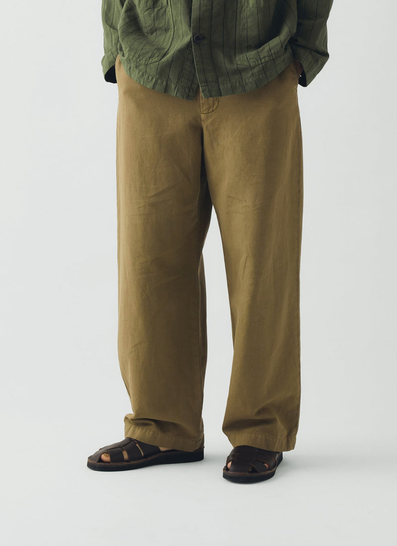 Jude Wide Leg Cotton Twill Pants | Olive Leaf