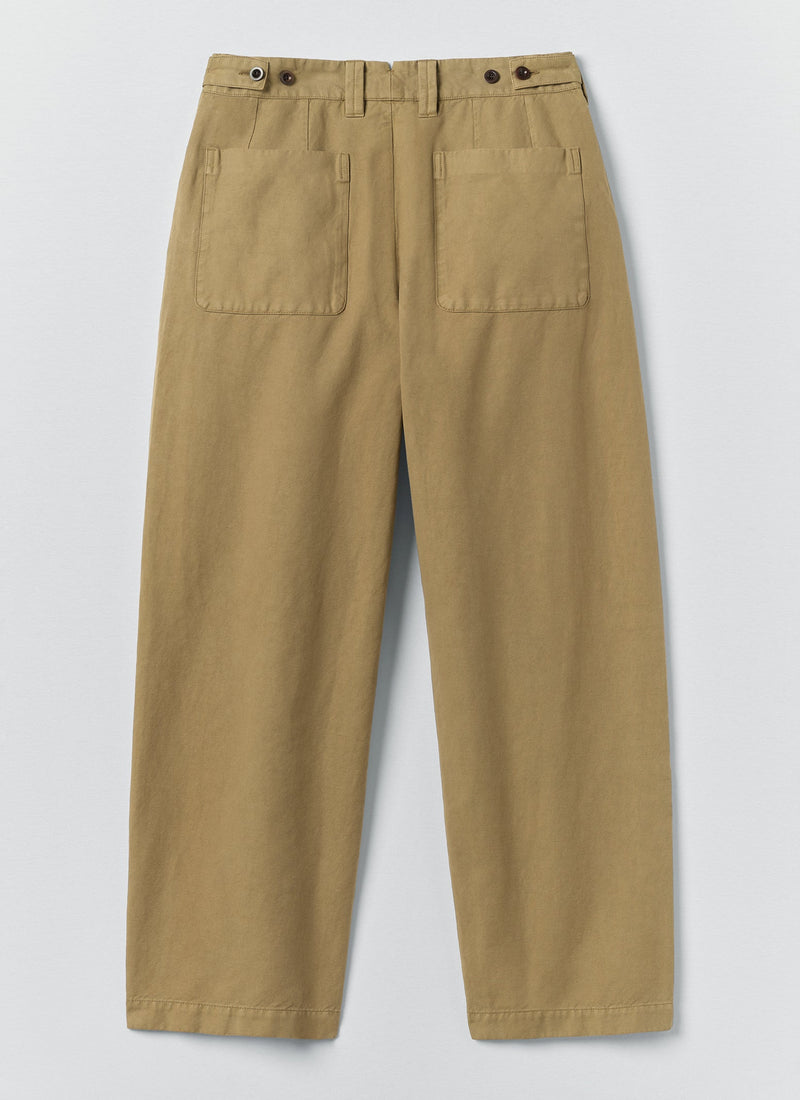 Jude Wide Leg Cotton Twill Pants | Olive Leaf
