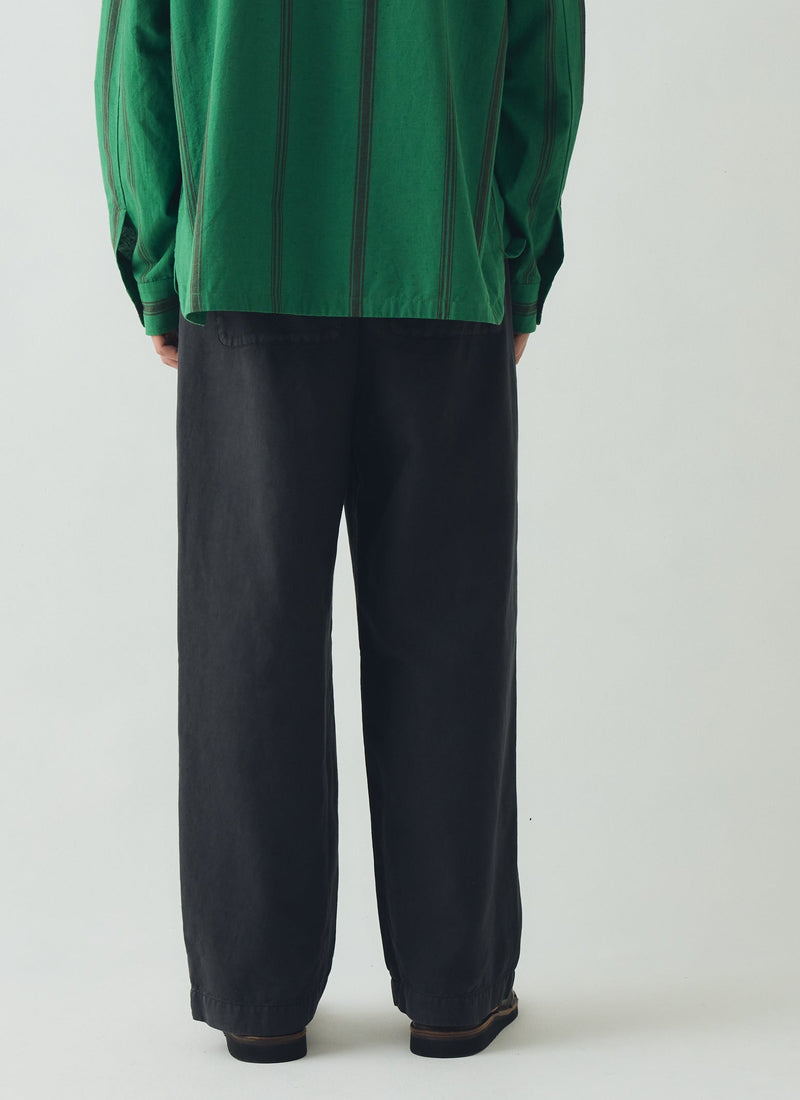 Jude Wide Leg Cotton Twill Pants | Soft Black