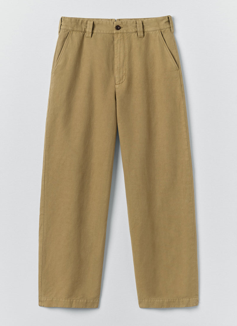 Jude Wide Leg Cotton Twill Pants | Olive Leaf