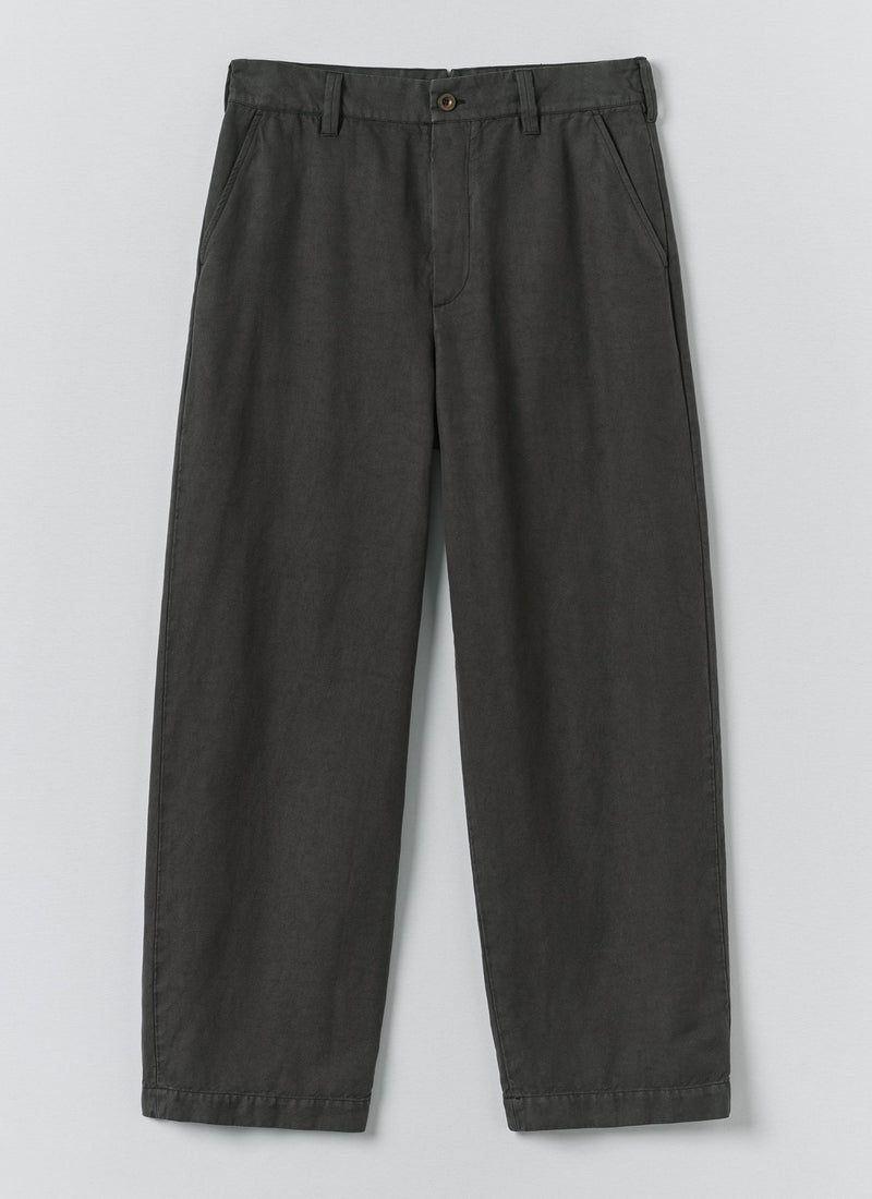 Jude Wide Leg Cotton Twill Pants | Soft Black
