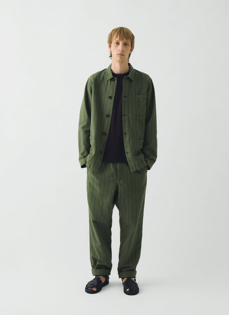 Overdyed Stripe Elasticated Cotton Linen Pants | Basil