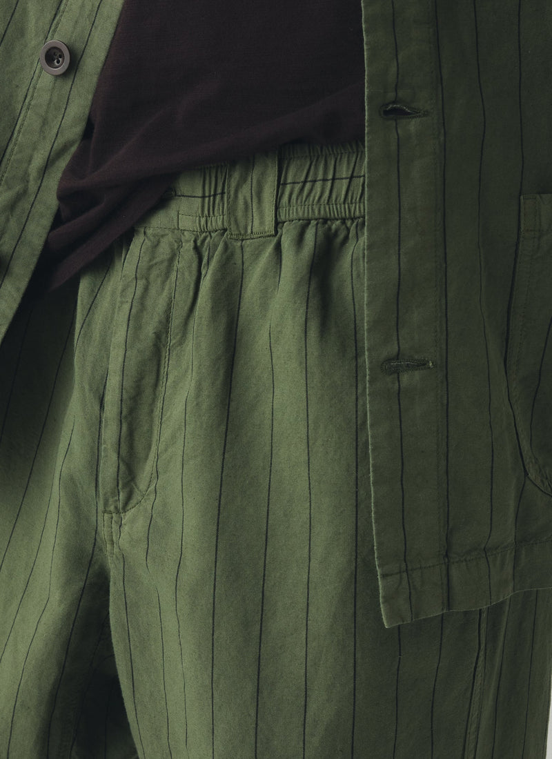 Overdyed Stripe Elasticated Cotton Linen Pants | Basil