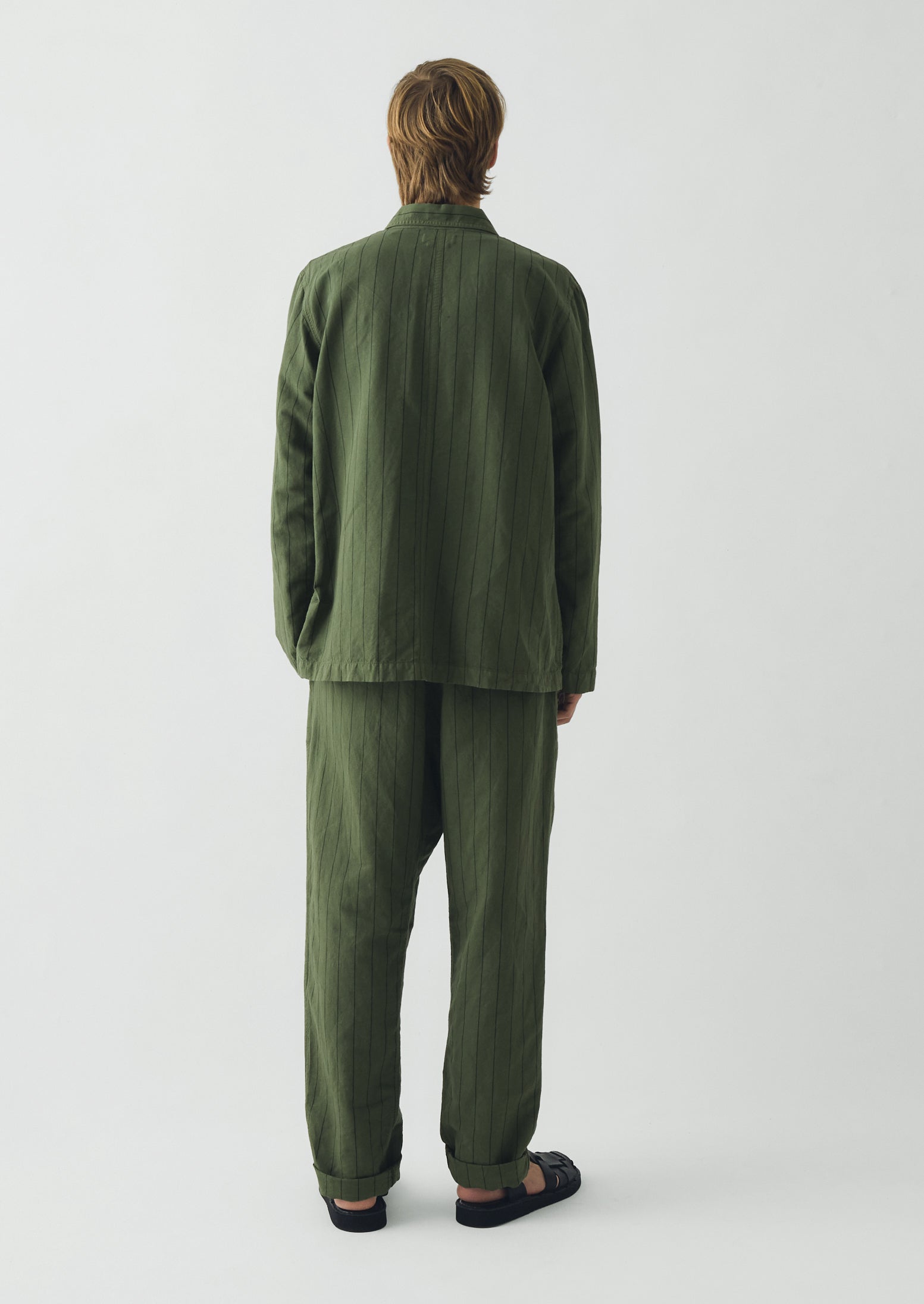 Overdyed Stripe Elasticated Cotton Linen Pants | Basil | TOAST