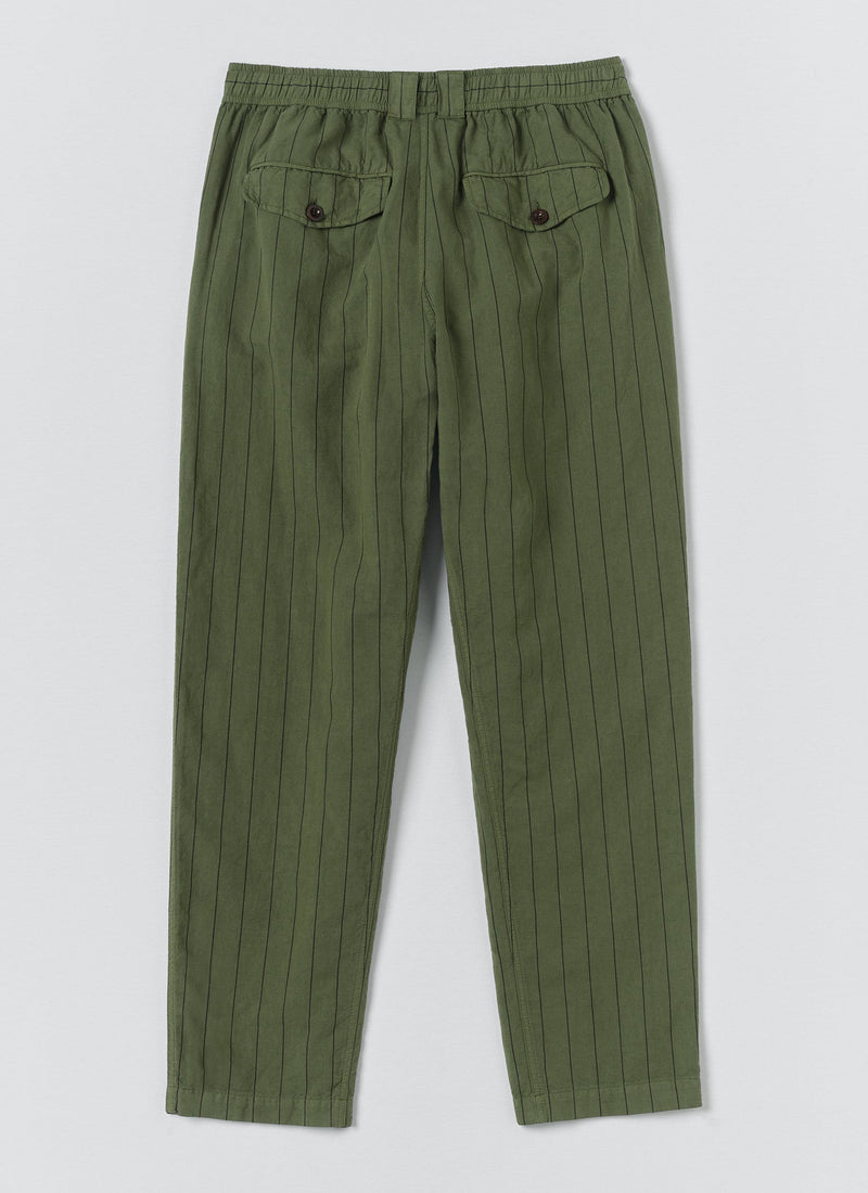 Overdyed Stripe Elasticated Cotton Linen Pants | Basil