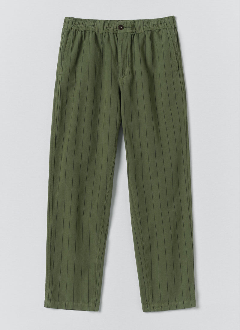 Overdyed Stripe Elasticated Cotton Linen Pants | Basil