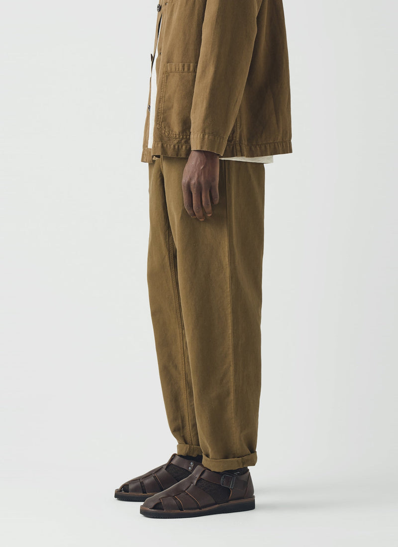 Alfie Garment Dyed Herringbone Pants | Woodland Green