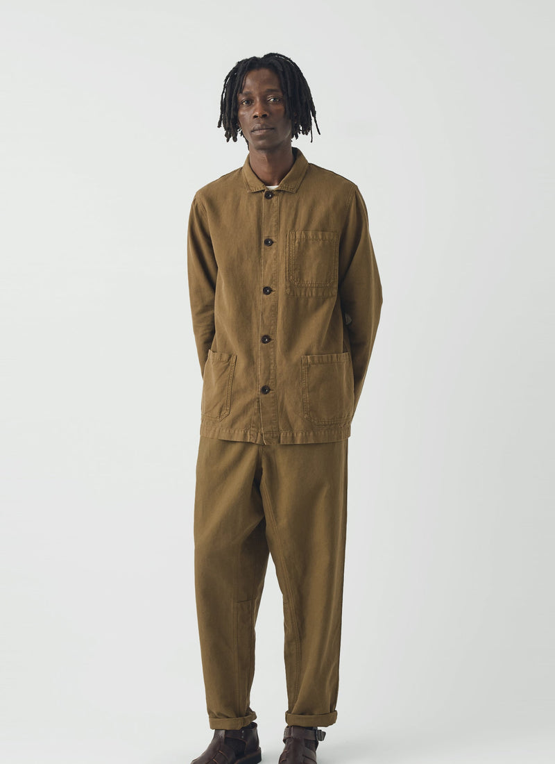 Alfie Garment Dyed Herringbone Pants | Woodland Green