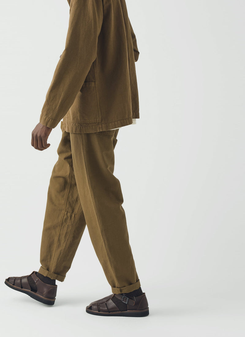 Alfie Garment Dyed Herringbone Pants | Woodland Green