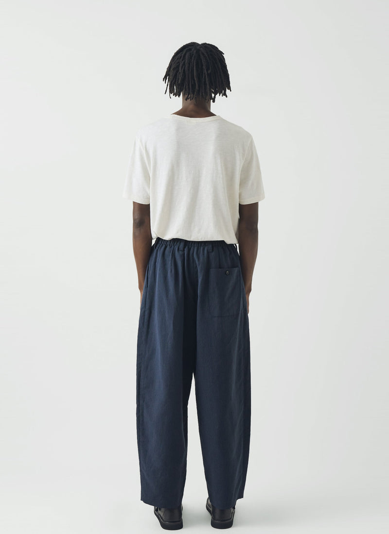 Caspar Stripe Pleat Pants | Navy/Fawn