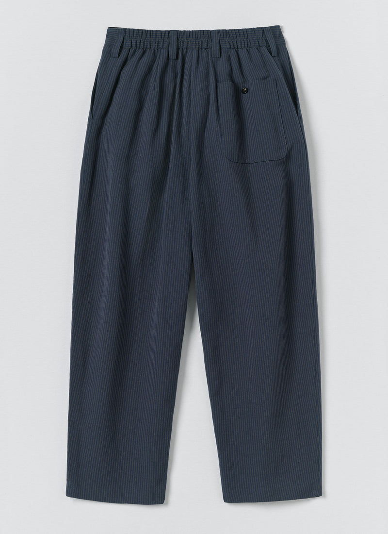 Caspar Stripe Pleat Pants | Navy/Fawn