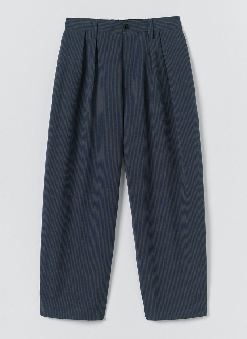 Caspar Stripe Pleat Pants | Navy/Fawn