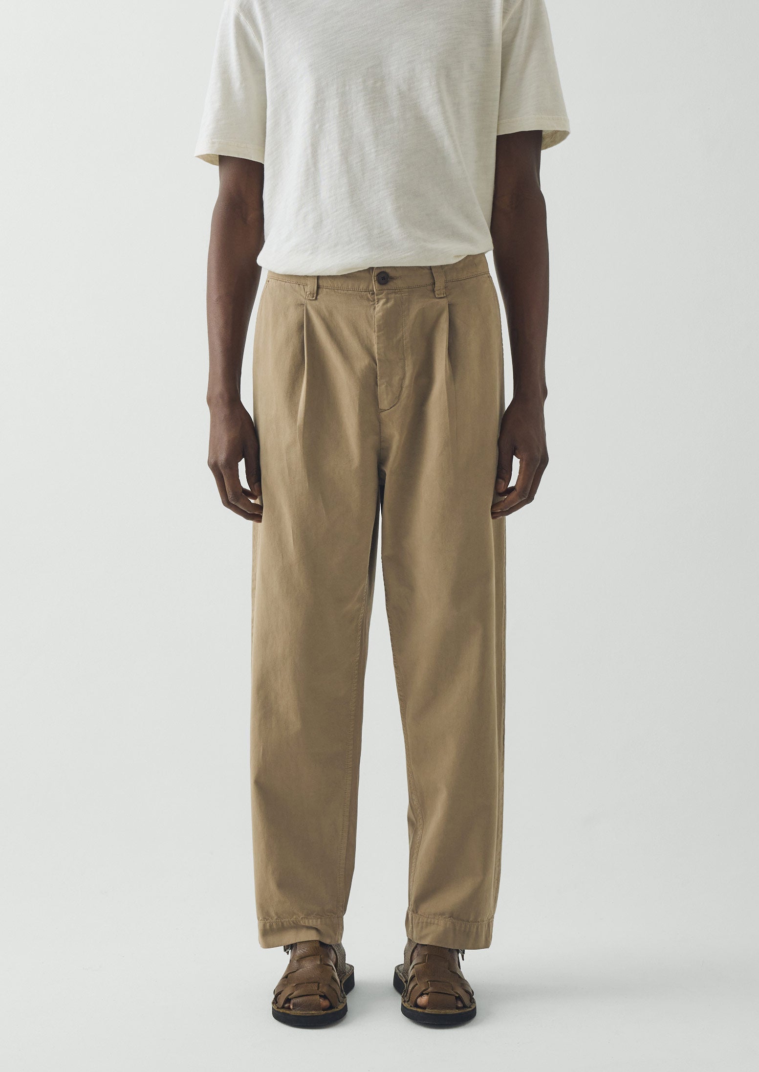 Otto Pleated Cotton Twill Pants | Oyster | TOAST