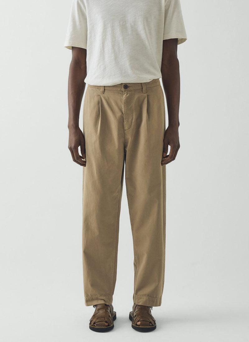 Otto Pleated Cotton Twill Pants | Oyster
