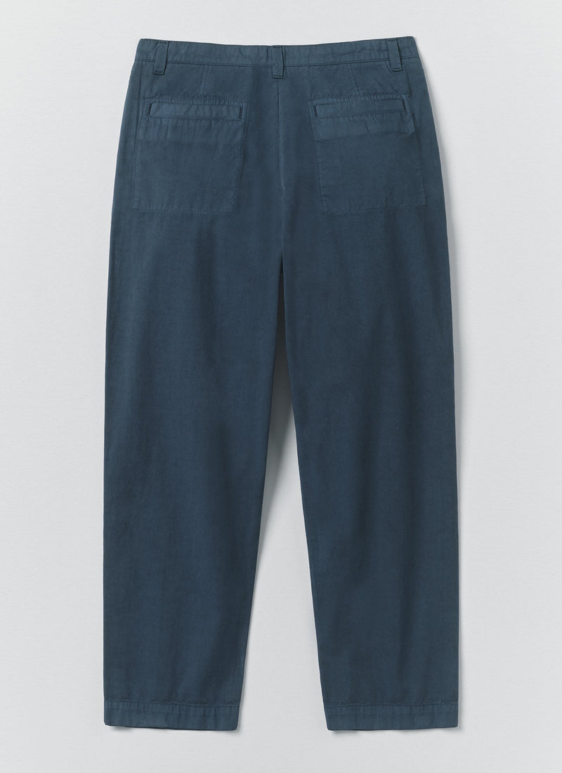 Otto Pleated Cotton Twill Pants | Smoke Blue