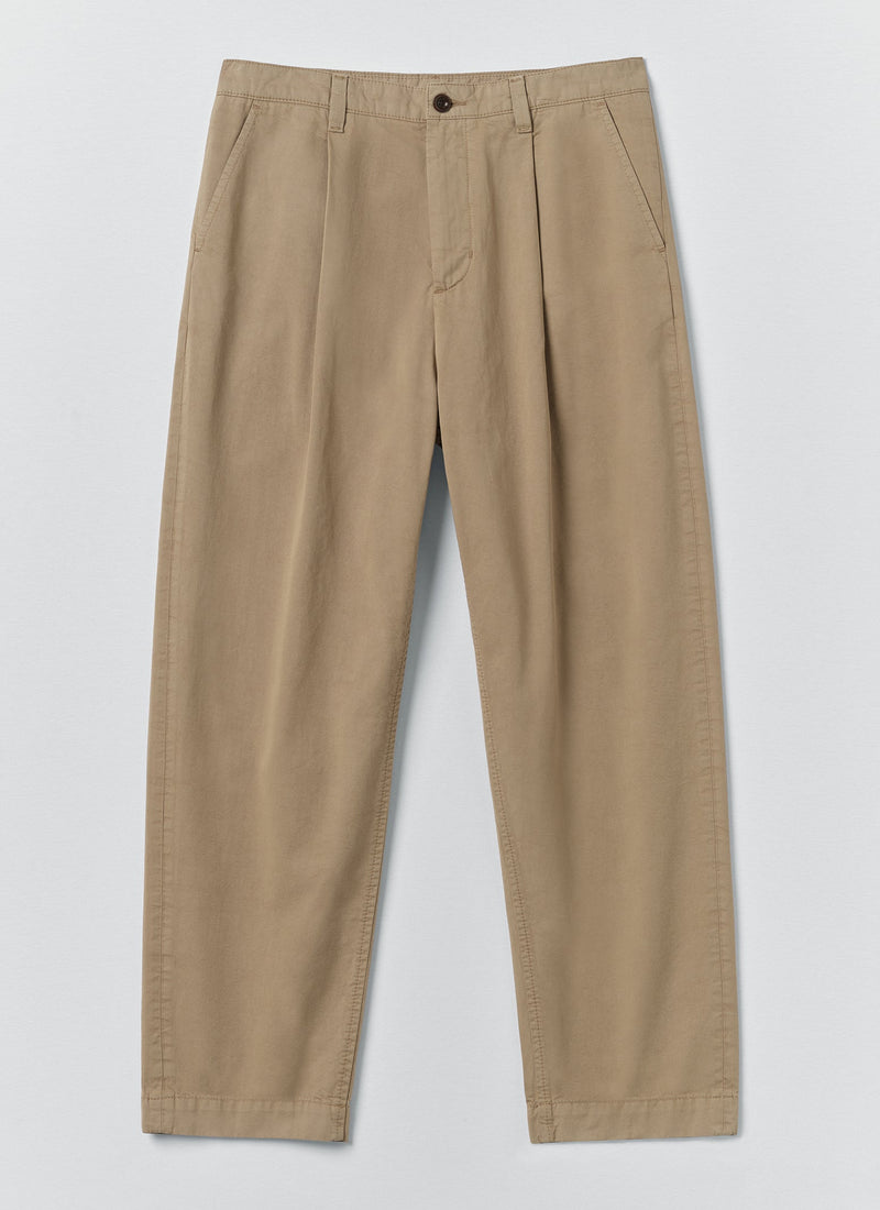 Otto Pleated Cotton Twill Pants | Oyster