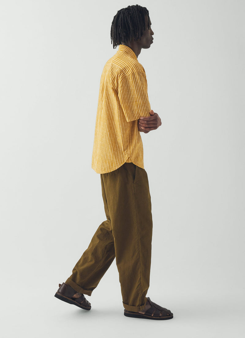 Rory Elasticated Cotton Linen Pants | Bronze Green