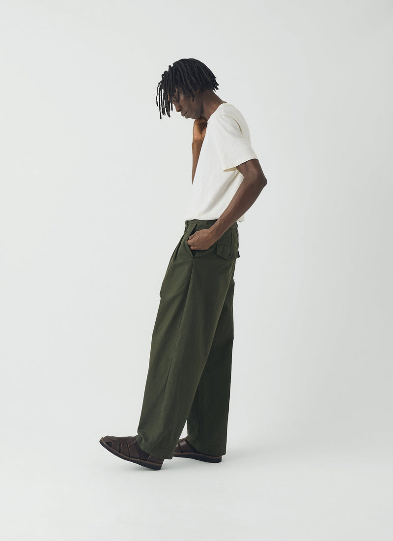 Bill Cotton Canvas Wide Leg Pants | Kale