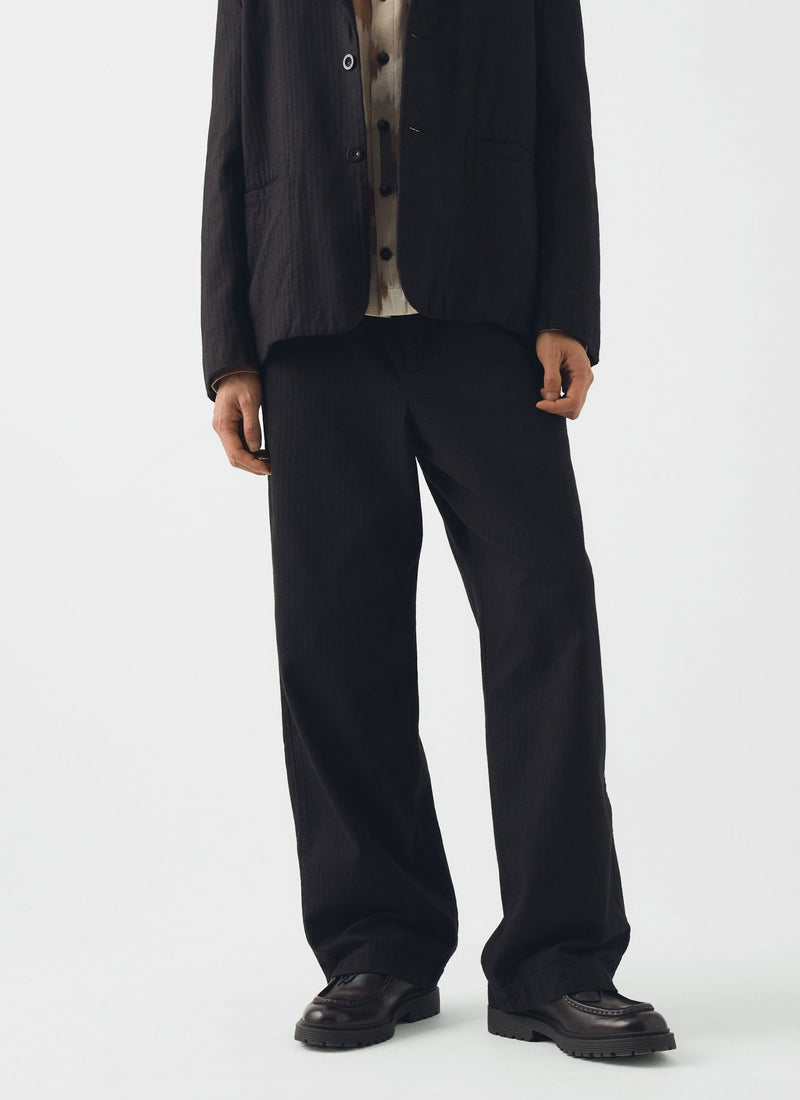 Jude Brushed Cotton Herringbone Pants | Chocolate