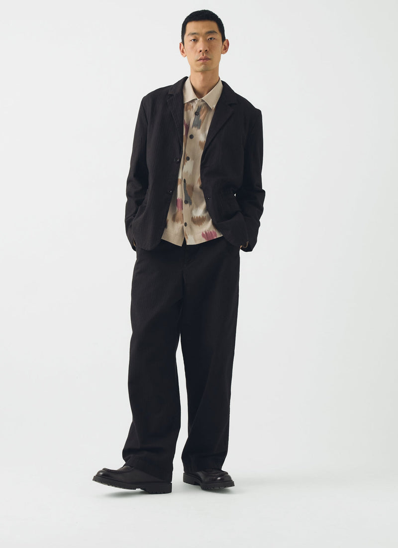 Jude Brushed Cotton Herringbone Pants | Chocolate