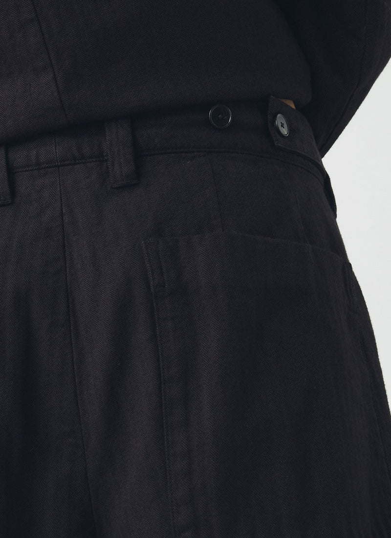 Jude Brushed Cotton Herringbone Pants | Chocolate