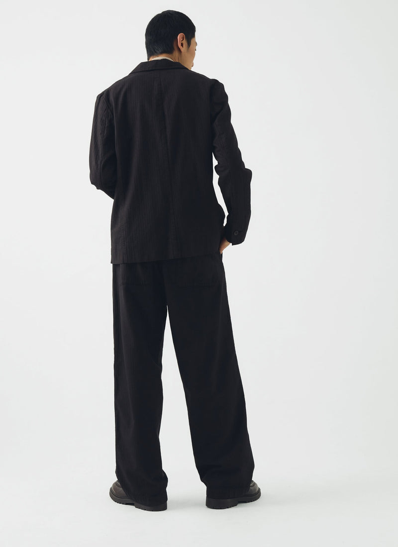 Jude Brushed Cotton Herringbone Pants | Chocolate