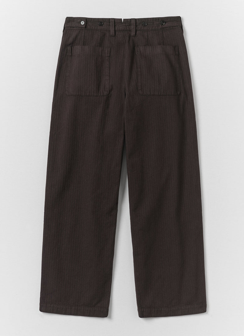 Jude Brushed Cotton Herringbone Pants | Chocolate
